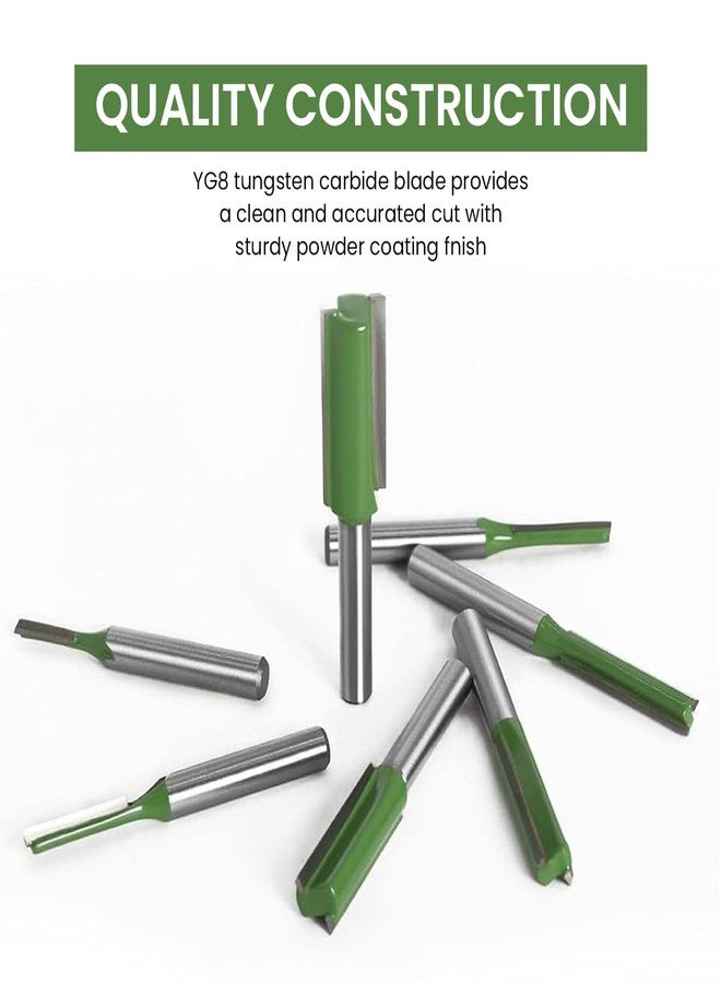 Serplex® 7PCS 1/4" Shank Tungsten Carbide Double&Single Flute Straight Dado Router Drill Bit Set Carpenter Tools For Wood Work, 3/4/5/6/8/10/12mm Cutting Diameter Trimming Cutter for Woodworking - Image 3